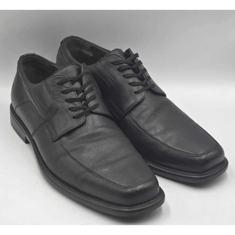 Johnston & Murphy J&M Flex Sheepskin Mens 11.5M Black Leather Oxford Shoes